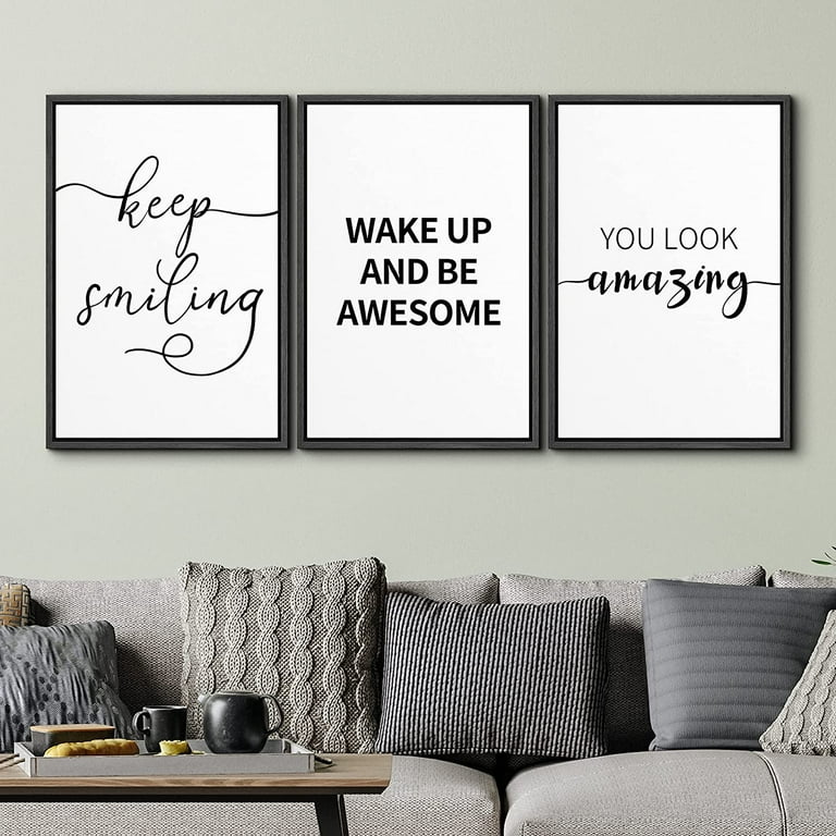 PixonSign Framed Wall Art Print Set Stay True Word Art Inspirational Motivation Typography Modern Art Chic Expressive Cool Black and White for Living Room, Bedroom, Office - 24 pixonsign-framed-wall-art-print-set-stay-true-word-art-inspirational-motivation-typography-modern-art-chic-expressive-cool-black-and-white-for-living-room-bedroom-office-24-x36-x3-black-walmart-com