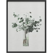 PixonSign Framed Wall Art Print Wood Texture Green Stem Bunch in Vase Nature Plants Illustrations Modern Art Modern Group Relax/Calm Multicolor Pastel for Living Room, Bedroom, Office - 12"x16" BLACK