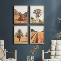 PixonSign Framed Wall Art Red Desert Canyon Fountain Prints, Set of 4 Valley Tree Southwest Wall Decor Arts, Nature Photo Wall Décor, Adhesive Canvas Poster, Modern Home Artwork - 11"x14" Natural