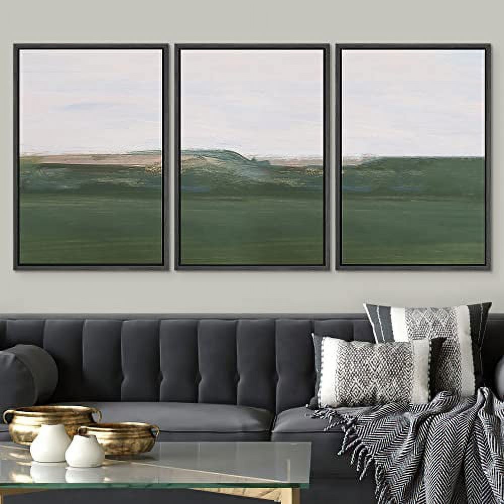 PixonSign Framed Wall Art Set Abstract Green Hill Landscape with ...
