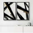 thumbnail image 1 of PixonSign Framed Wall Art Set Black Gold Paint Stroke Collage Abstract Geometric Canvas Prints Graffiti & Street Modern Art Decorative for Living Room, Bedroom, Office - 24"x36" Black, 1 of 5