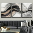 thumbnail image 1 of PixonSign Framed Wall Art Set Black Tan Pastel Watercolor Ink Smoke Wave Landscape Abstract Canvas Print Nature Wilderness Modern Art Decor Scenic Relax/Calm for Bedroom - 24"x36"x3 Panels Black, 1 of 5