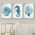 thumbnail image 1 of PixonSign Framed Wall Art Set Blue Seahorse and Seashell with Coral Watercolor Modern Art Rustic Relax/Calm Warm Pastel Canvas Print for Living Room, Bedroom, Office - 24"x36"x3 White, 1 of 5