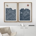 thumbnail image 1 of PixonSign Framed Wall Art Set Crescent Moon Sun Ocean Waves Abstract Canvas Prints Kobe River Nature Modern Art Decorative Chic Minimal Neon for Living Room, Bedroom, Office - 24"x36"x2 Natural, 1 of 5