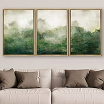 PixonSign Framed Wall Art Set Forest Landscape Green Watercolor Pastel Nature Wilderness Modern Art Decor Abstract Prints Minimal Relax/Calm for Living Room, Bedroom, Office - 24"x36"x3 Natural