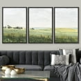 thumbnail image 1 of PixonSign Framed Wall Art Set Green Pasture Countryside Flower Field Nature Wilderness Modern Artwork Landscape Decor Abstract Fine Art for Living Room, Bedroom, Office - 24"x36"x3 Panels Black, 1 of 5