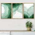 thumbnail image 1 of PixonSign Framed Wall Art Set Green Watercolor Paint Stroke Swirl Collage Landscape Abstract Canvas Print Modern Art Decoration for Living Room, Bedroom, Office -24"x36"x3 Panels Natural, 1 of 5