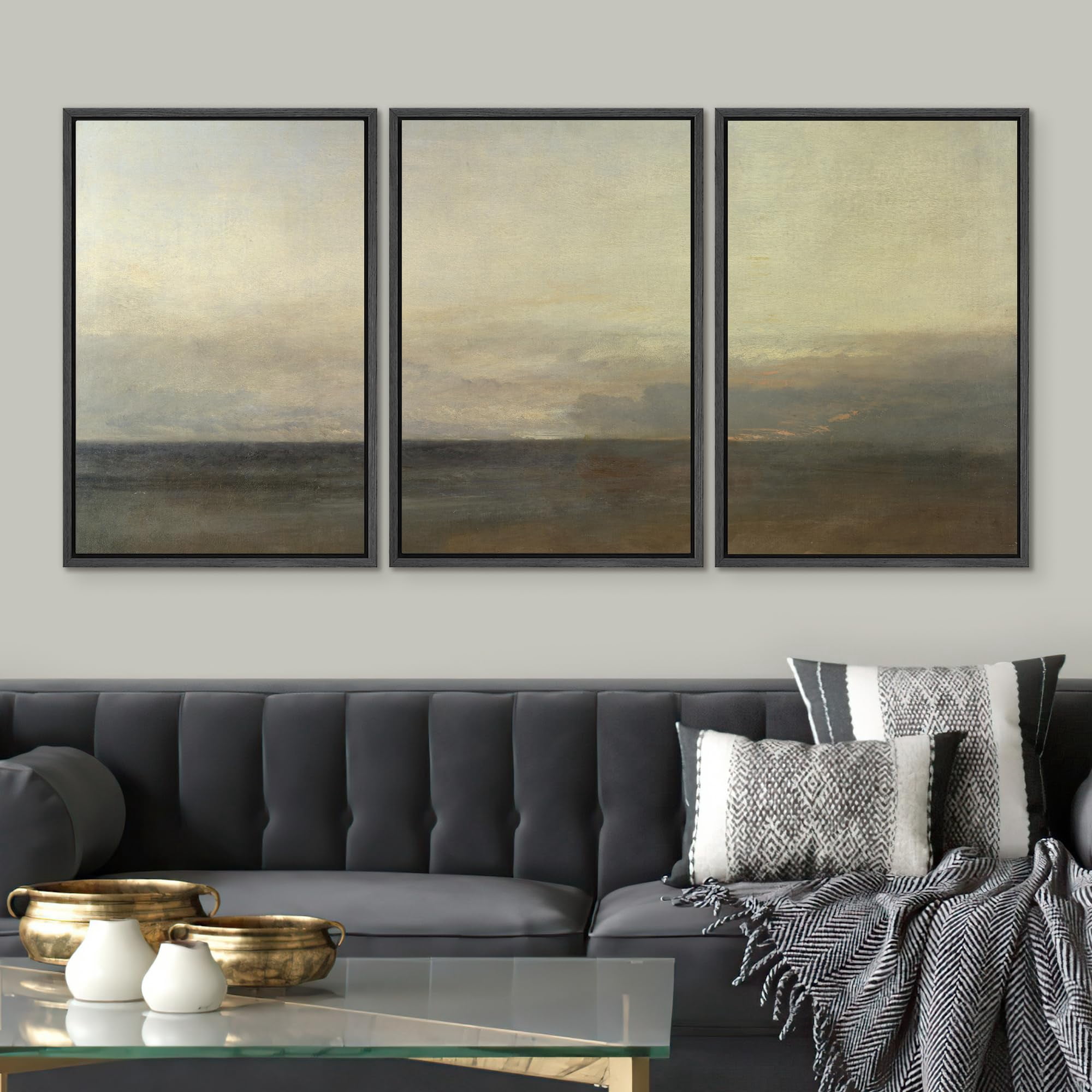 PixonSign Framed Wall Art Set Paint Stroke Sea Nature Landscape ...