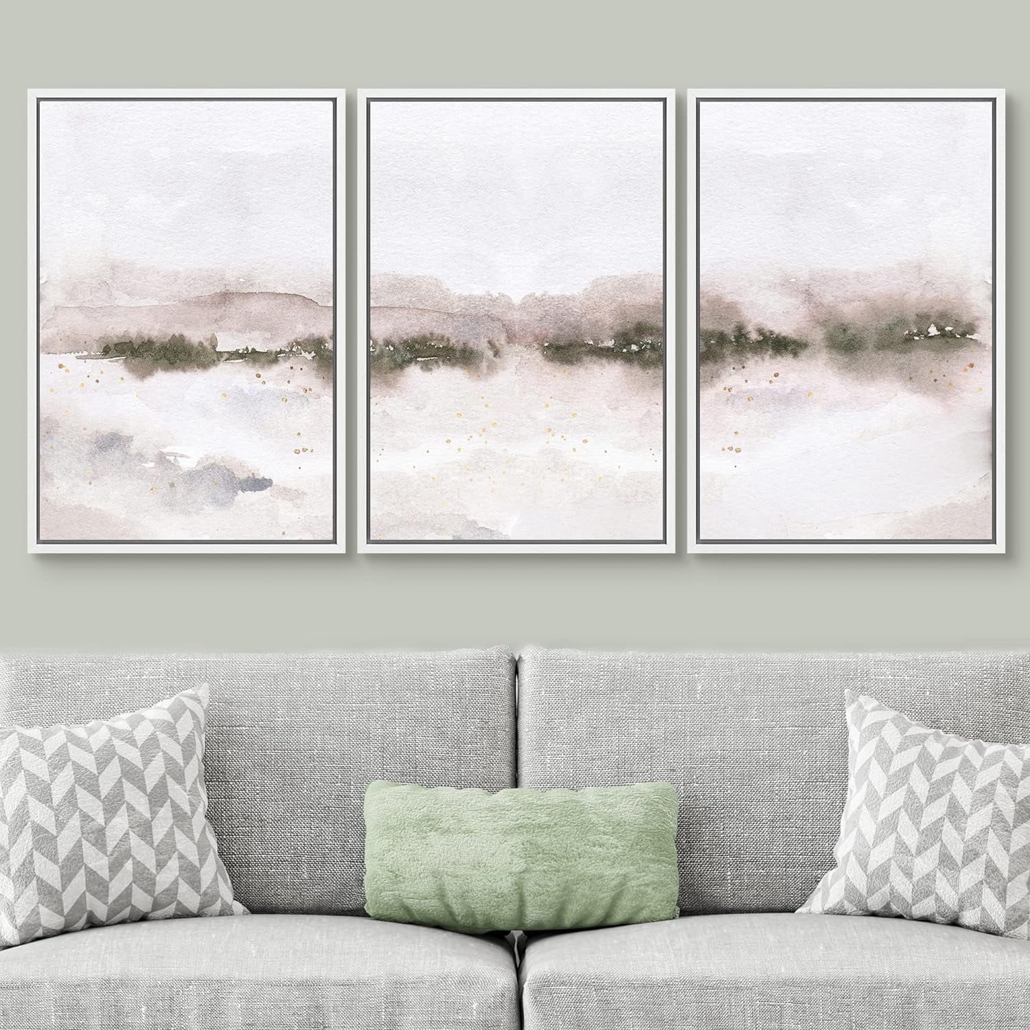 PixonSign Framed Wall Art Set Pastel Explosion Misty Mountain Forest ...