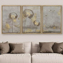 PixonSign Framed Wall Art Set Pastel Grunge Country Dandelion Flower Field Landscape Nature Wilderness Modern Art Decorative Minimal Relax/Calm for Living Room, Bedroom, Office - 24"x36"x3 Natural