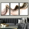 thumbnail image 1 of PixonSign Framed Wall Art Set Pastel Watercolor Brown Black Paint Stroke Landscape Abstract Canvas Print Nature Wilderness Modern Art Decor Scenic Relax/Calm for Bedroom - 24"x36"x3 Panels Black, 1 of 5