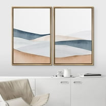 PixonSign Framed Wall Art Set Pastel Watercolor Mountain Valley Landscape Canvas Prints Nature Wilderness Modern Art Decor Scenic Colorful for Living Room, Bedroom, Office - 24"x36"x2 Natural
