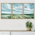 thumbnail image 1 of PixonSign Framed Wall Art Set Pastel Watercolor Sky Countryside Farmland Landscape Canvas Print Nature Wilderness Modern Art Decor Scenic Relax/Calm for Bedroom - 24"x36"x3 Panels Natural, 1 of 5