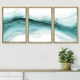 thumbnail image 1 of PixonSign Framed Wall Art Set Pastel Watercolor Vibrant Teal Paint Stroke Landscape Canvas Print Nature Wilderness Modern Art Decorative Scenic Relax/Calm for Bedroom - 24"x36"x3 Panels Natural, 1 of 5