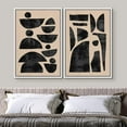 thumbnail image 1 of PixonSign Framed Wall Art Set Retro Geometric Mid-Century Semi-Circle Polygons Variety Abstract Shapes Canvas Prints Cozy Neutral Minimal Decorative Bohemian for Home Decoration - 24"x36"x2 White, 1 of 5