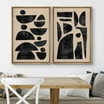 thumbnail image 1 of PixonSign Framed Wall Art Set Retro Geometric Mid-Century Semi-Circle Polygons Variety Abstract Shapes Canvas Prints Cozy Neutral Minimal Decorative Bohemian for Home Decoration - 16"x24"x2 Natural, 1 of 5