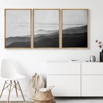 PixonSign Framed Wall Art Set Side of Mountain in Mist Nature Landscape Artwork Rocky Cozy Neutral Minimalism Rustic Black and White Modern Prints for Home Decor - 24"x36"x3 Panels Natural