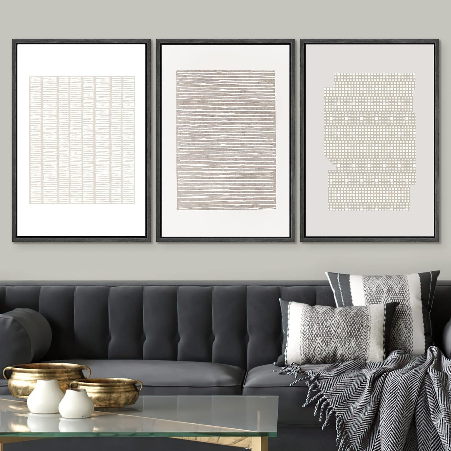 OIUYTOH Large Beige Abstract Wall Art - 3D Textured Geometric Painting, 24x36 Inches, Frameless - View #5