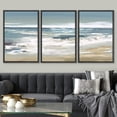 thumbnail image 1 of PixonSign Framed Wall Art Set Teal Sky Ocean Wave Beach Shore Nature Wilderness Illustrations Art Decor Chic Scenic Modern Art for Living Room, Bedroom, Office - 16"x24"x3 Black, 1 of 5