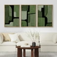 thumbnail image 1 of PixonSign Framed Wall Art Set Watercolor Black & Green Geometric Block Abstract Modern Art Decor Bohemian Pastel Pieces of Puzzle Prints for Living Room, Bedroom, Office - 16"x24"x3 Natural, 1 of 5