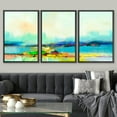 thumbnail image 1 of PixonSign Framed Wall Art Set Watercolor Pastel Rainbow Abstract Mountain Landscape Oil Painting Geometric Abstract Modern Prints Panoramic Colorful for Rooms - 16"x24"x3 Black, 1 of 5