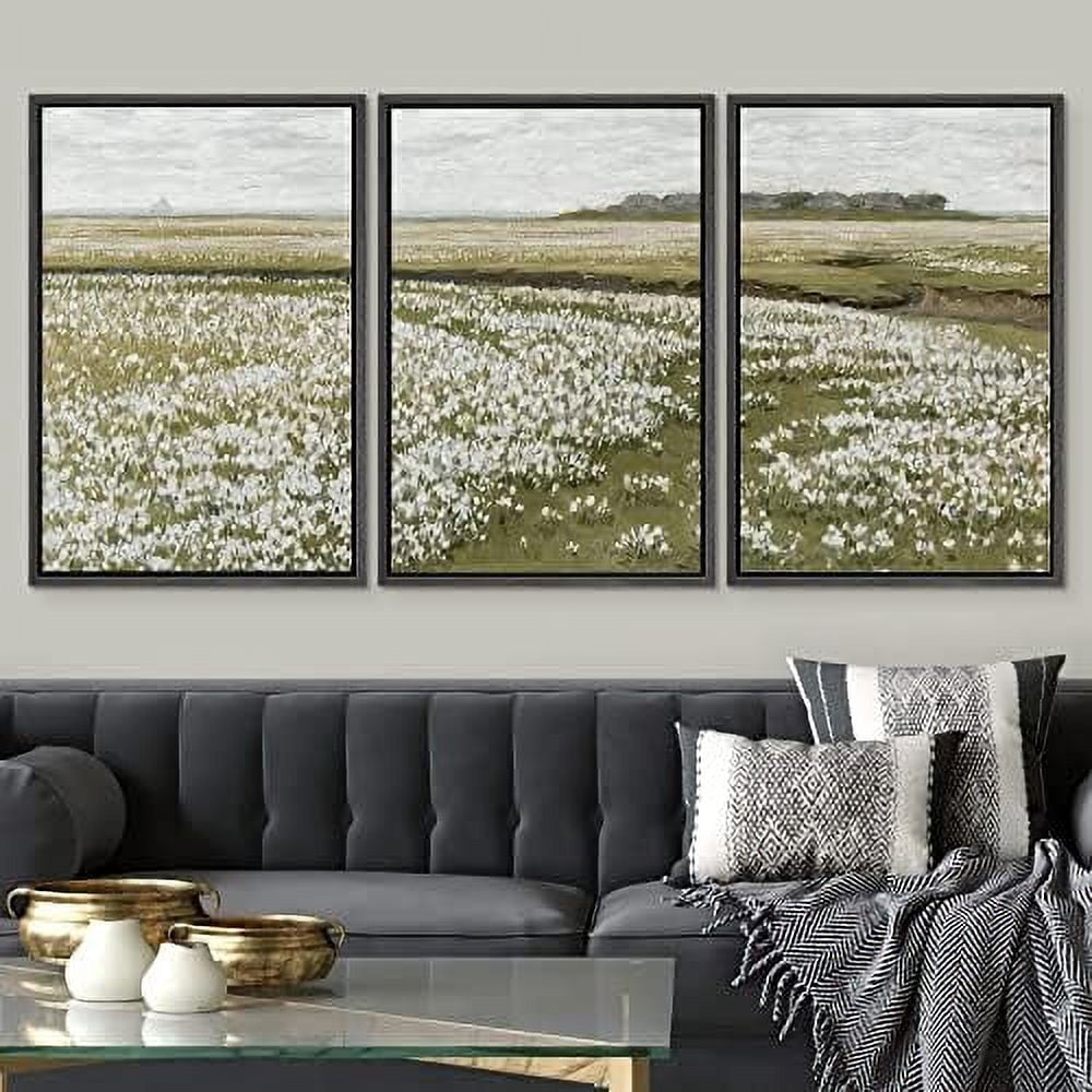 PixonSign Framed Wall Art Set White Daisy Flower Country Farm Field ...
