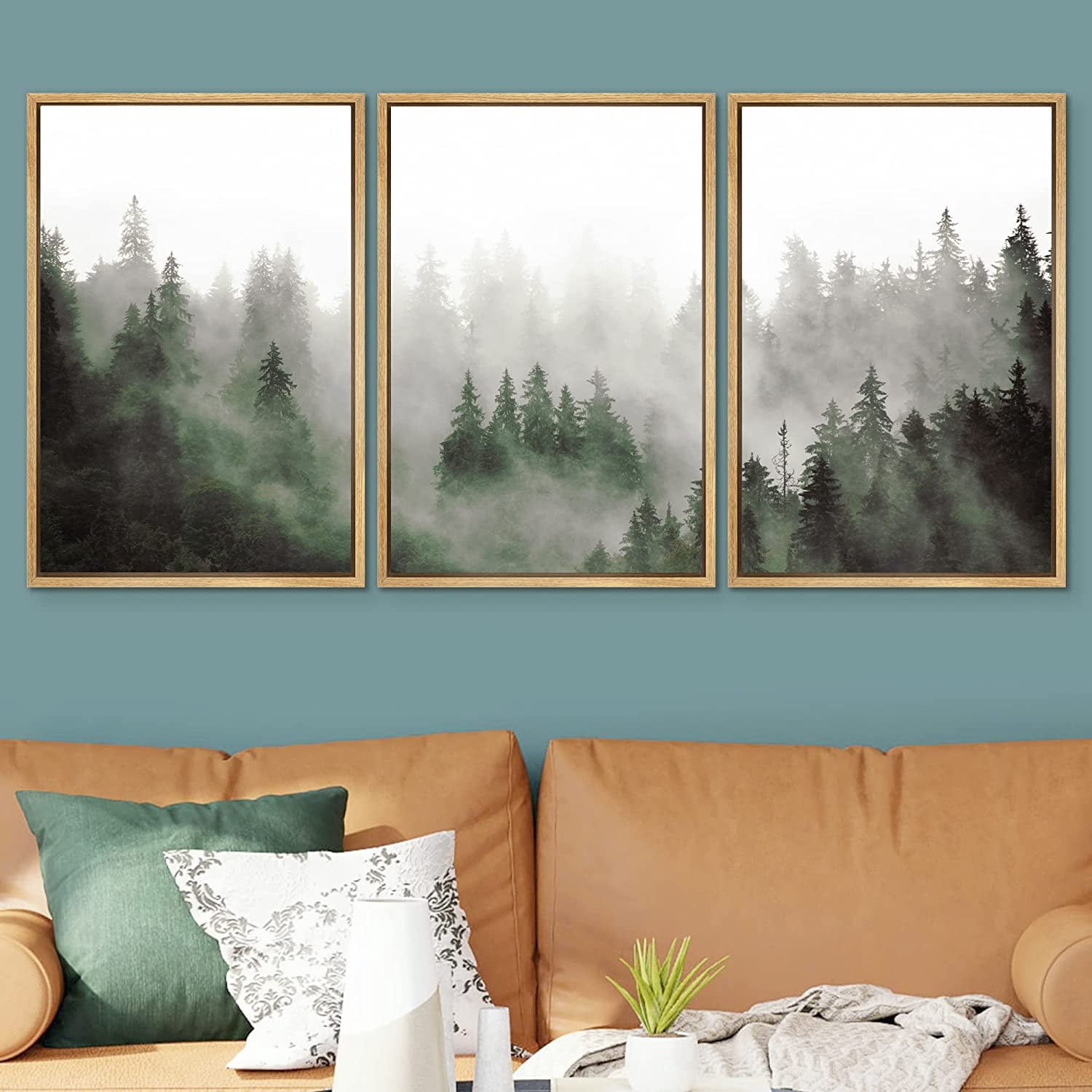 PixonSign Framed Wall Art Set Woodland Nursery Print Decor Fog & Mist ...