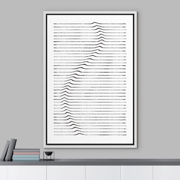 PixonSign Framed Wall Art Snake Wave Line Black & White Landscape Abstract Geometric Paintings Minimalism Modern Art Decorative Boho Canvas Prints Fine Art for Rooms - 16"x24"x3 White