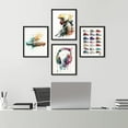 thumbnail image 1 of PixonSign Framed Wall Art Sportscar Headphone Sneaker Collage Posters, Set of 4 Boy's Bedroom Illustration Wall Decor Prints, Multicolor Contemporary Wall Décor for Living Room - 12"x16" Black, 1 of 5