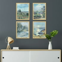 PixonSign Framed Wall Art Spring Countryside Coppice, Set of 4 Classic Retro Wall Decor Arts, Nature Pastel Wall Décor, Adhesive Canvas Poster, Modern Home Artwork - 11"x14" Natural