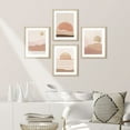 thumbnail image 1 of PixonSign Framed Wall Art Sunrise Rising Sun Sunset Landscape Prints, Set of 4 Mid-Century Geometry Nature Wall Decor, Adhesive Canvas Poster, Modern Home Artwork - 8"x10" Natural, 1 of 5