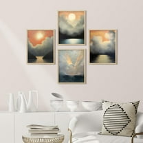 PixonSign Framed Wall Art Sunset Skies Atmospheric Landscapes with Clouds Posters, Set of 4 Nature Serene Abstract Modern Art Pastel Canvas Prints for Home Decor - 11"x14" Natural