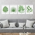 thumbnail image 1 of PixonSign Framed Wall Art Tropical Green Monstera Fan Leaf Poater, Set of 4 Nature Wilderness Wall Decor Prints, Botanical Floral Wall Décor, Rustic Classic Countryside Artwork - 12"x16" White, 1 of 5