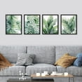thumbnail image 1 of PixonSign Framed Wall Art Tropical Jungle Plants Green Leaves Prints, Set of 4 Nature Wildernes Paintings, Minimalism Wall Décor, Adhesive Canvas Poster for Home Decor - 12"x16" Black, 1 of 5