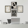 thumbnail image 1 of PixonSign Framed Wall Art Tropical Mid-Century Posters, Set of 4 Hawaiian Geometric Prints Black & White Wall Decor, Nature Wilderness Wall Décor for Living Room, Bedroom, Office - 12"x16" Black, 1 of 5
