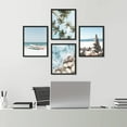thumbnail image 1 of PixonSign Framed Wall Art Tropical Palm Tree Ocean Rock Boats Illustrations Posters, Set of 4 Rustic Nautical Fine Art Boho Coastal Canvas Prints for Bedroom, Living Room, Office - 12"x16" Black, 1 of 5