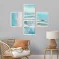 thumbnail image 1 of PixonSign Framed Wall Art Vibrant Blue Tropical Island Ocean Prints, Set of 4 Wave Beach Shore Wall Decor Arts, Wall Décor, Adhesive Canvas Poster, Modern Home Artwork - 11"x14" White, 1 of 5