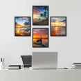 thumbnail image 1 of PixonSign Framed Wall Art Vibrant Sunset Tropical Ocean Beach Horizons Prints, Set of 4 Sea Landscape Wall Decors, Nature Wall Décor, Adhesive Canvas Poster, Modern Home Artwork - 8"x10" Black, 1 of 5
