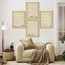 PixonSign Framed Wall Art Vintage Christmas Carol Sheet Music Posters, Set of 4 Classic Holiday Hymns Illustrations Wall Decor, Adhesive Canvas Prints for Home Decor - 8"x10" Natural