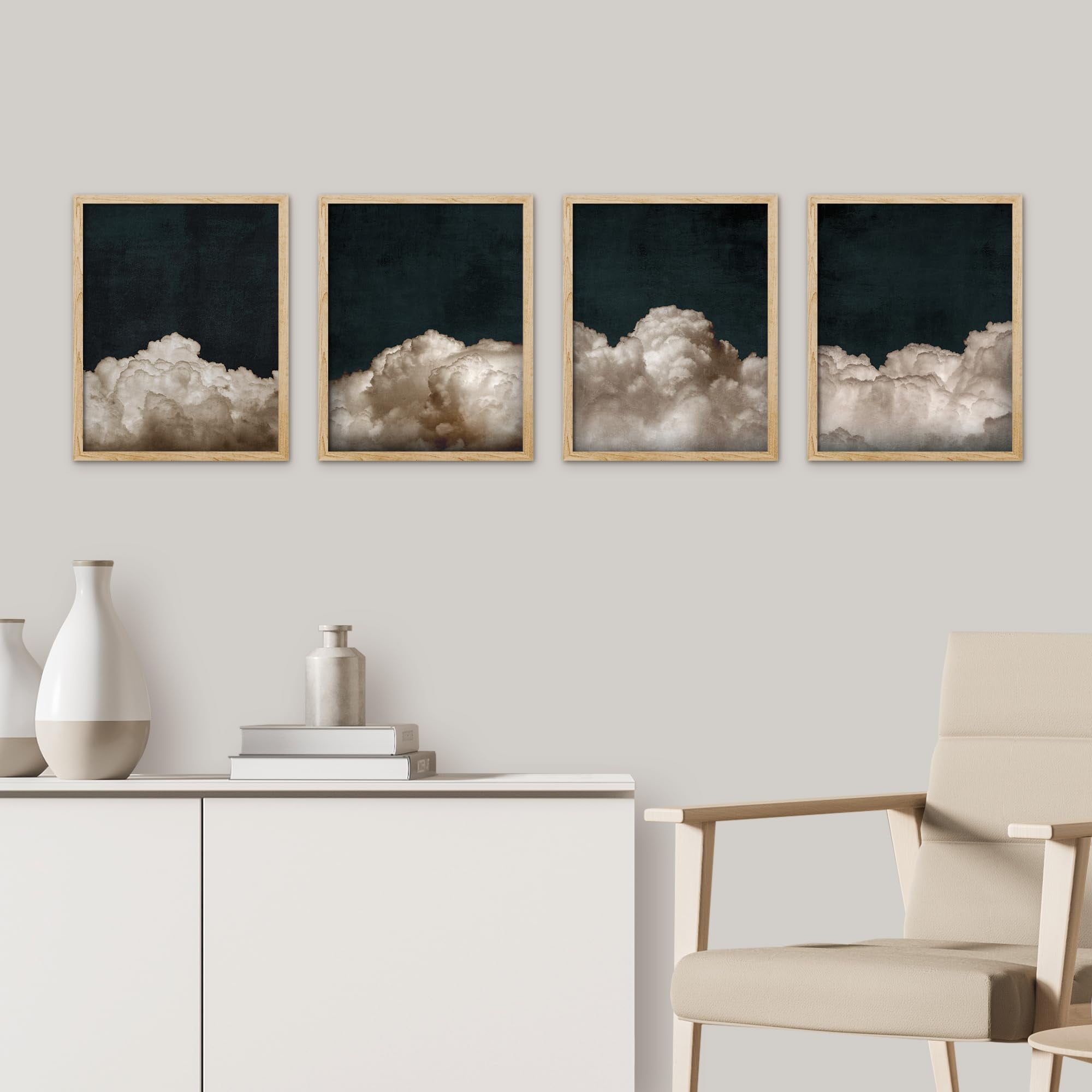 PixonSign Framed Wall Art Vintage Cloudy Sky Nature Landscape Prints
