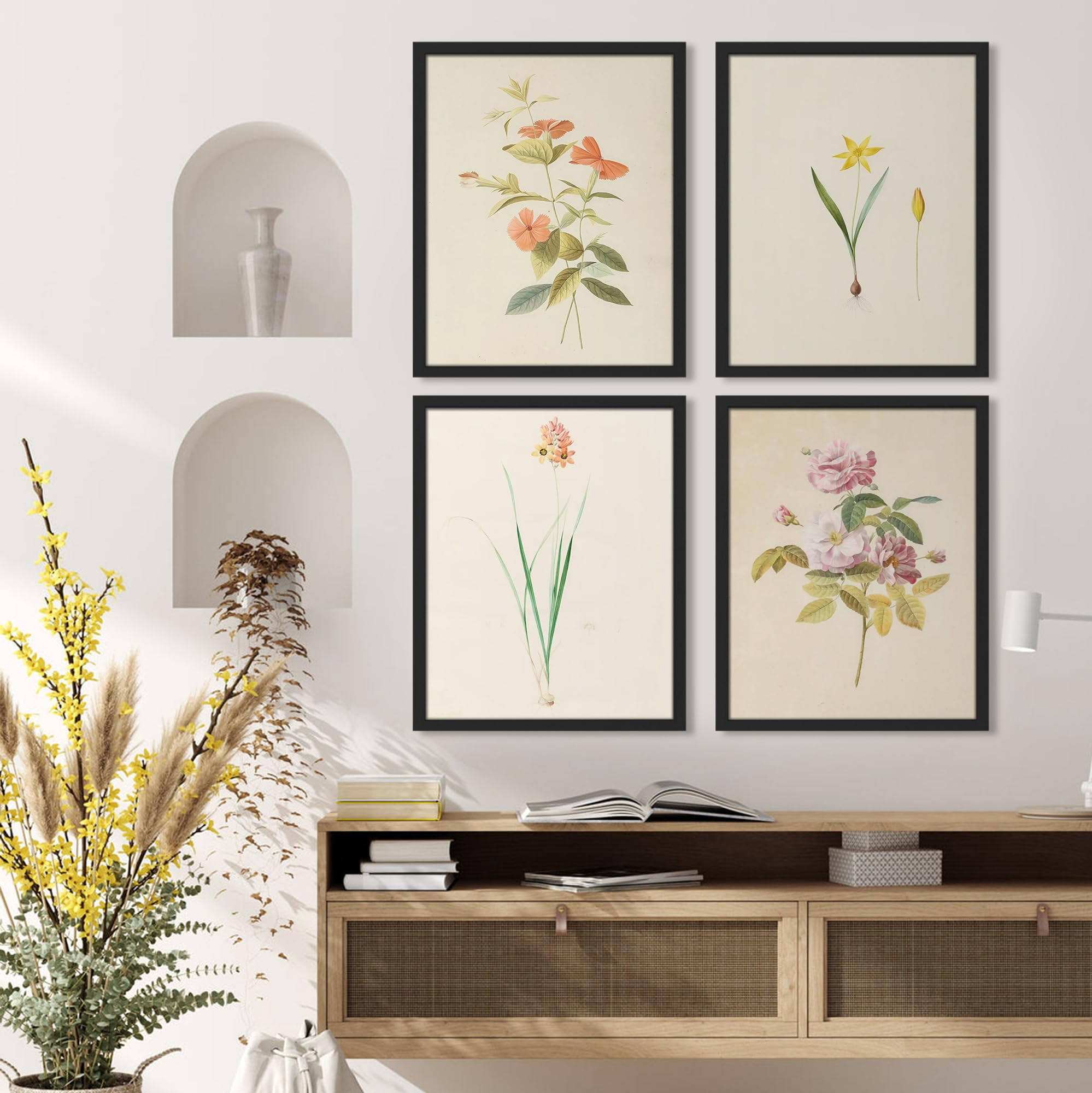 PixonSign Framed Wall Art Vintage Garden Wildflower Landscape Prints