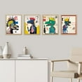 thumbnail image 1 of PixonSign Framed Wall Art, Vintage Retro Antique Basquiat Dinosaur Print, Set of 4 Illustration Wall Decor Prints, Multicolor Contemporary Wall Décor, for Living Room, Bedroom - 8"x10" Natural, 1 of 5