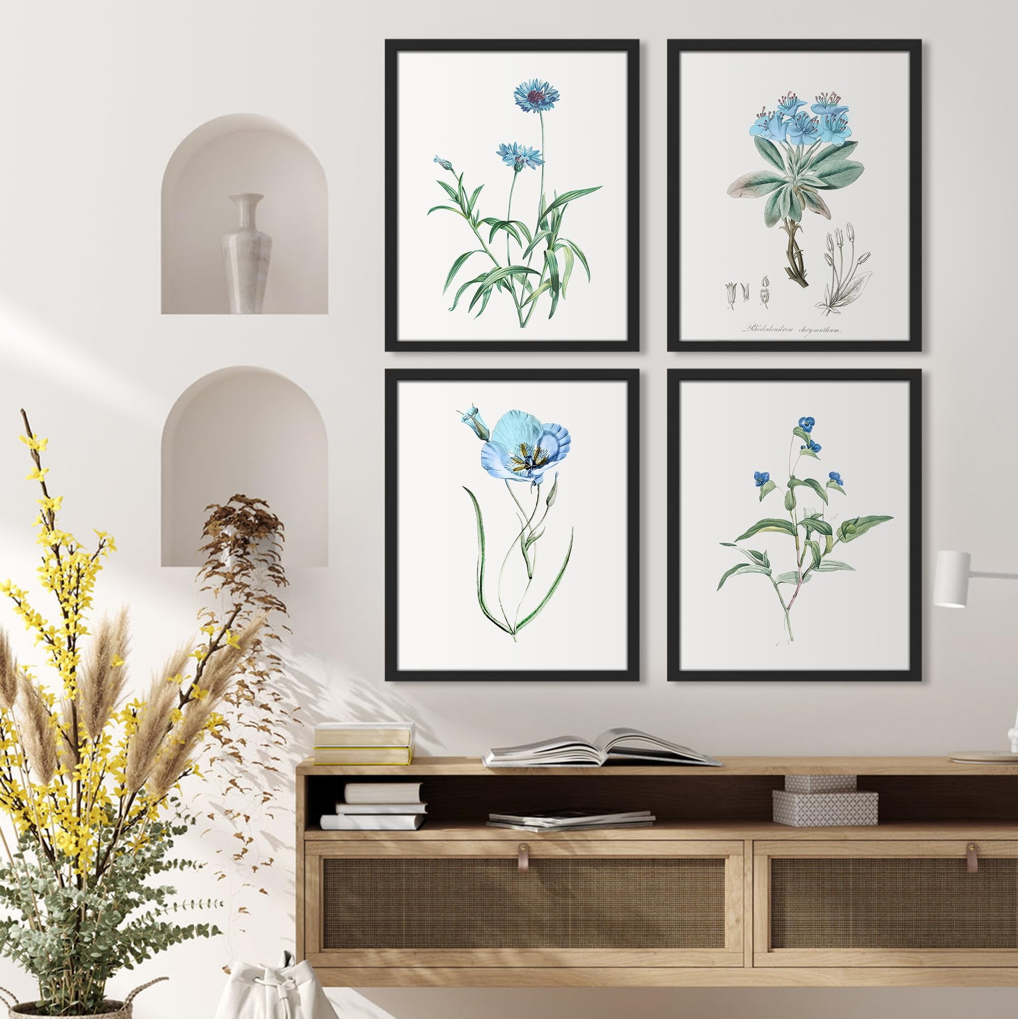 PixonSign Framed Wall Art Watercolor Pastel Navy Blue Cornflower Prints ...