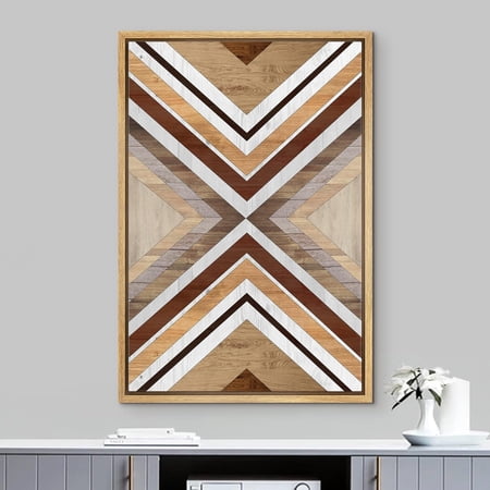 PixonSign Framed Wall Art Western Decor Grunge Geometric Triangle Pattern Abstract Wood Panels Woodblock Modern Art Farmhouse Multicolor Nordic Canvas Prints for Home Decor - price history and forecast - PixonSign FCV-BA09-2206-SLM6-B.WD-24x36