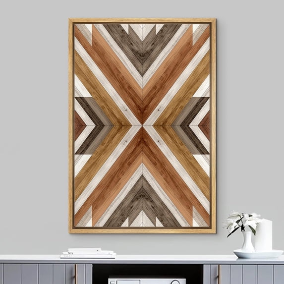 PixonSign Framed Wall Art Western Decor Tribal Wood Panel Pattern Landscape Abstract Wood Panels Woodblock Modern Art Farmhouse Multicolor Nordic Canvas Prints for Home Decor -