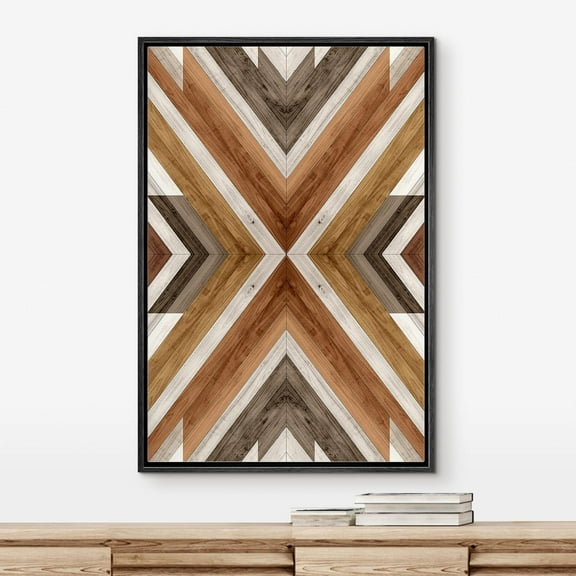 PixonSign Framed Wall Art Western Decor Tribal Wood Panel Pattern Landscape Abstract Wood Panels Woodblock Modern Art Farmhouse Multicolor Nordic Canvas Prints for Home Decor