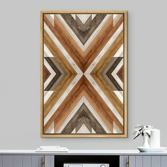 PixonSign Framed Wall Art Western Decor Tribal Wood Panel Pattern Landscape Abstract Wood Panels Woodblock Modern Art Farmhouse Multicolor Nordic Canvas Prints for Home Decor -