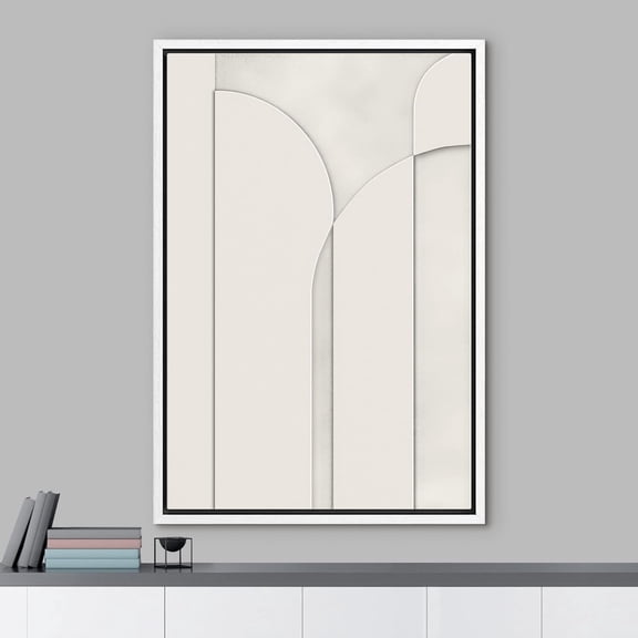 PixonSign Framed Wall Art White Polygon Geometry Mid-Century Landscape Abstract Geometric Paintings Minimalism Modern Art Decor Contemporary Canvas Prints Fine Art for Rooms - 16"x24" White