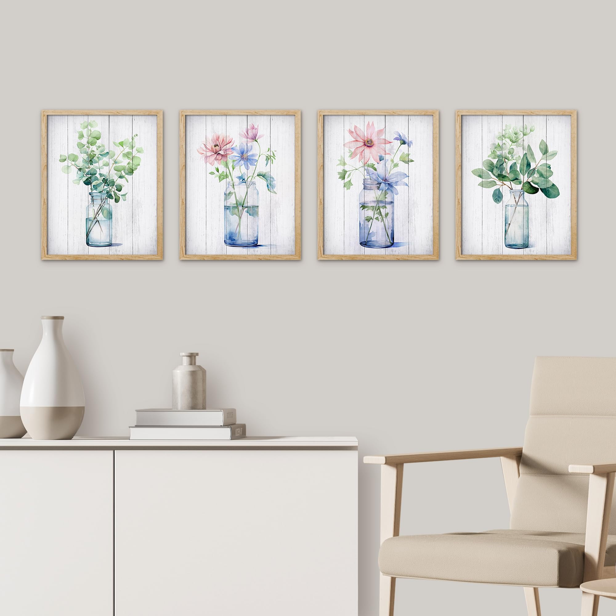 PixonSign Framed Wall Art Wildflower Bouquets in The Bottles Prints ...