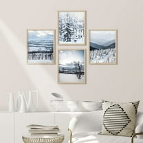 PixonSign Framed Wall Art Winter Snow Frost Mountain Tree Landscape Prints, Set of 4 Nature Wilderness Wall Decor Arts, Wall Décor, Adhesive Canvas Poster, Modern Home Artwork - 11"x14" Natural